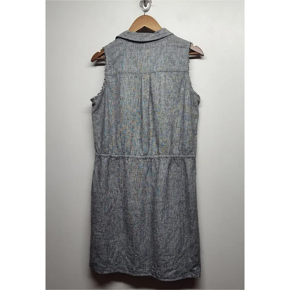 Michael Kors Linen Mini Dress Women M Gray Sleeveless Casual Summer Vacation